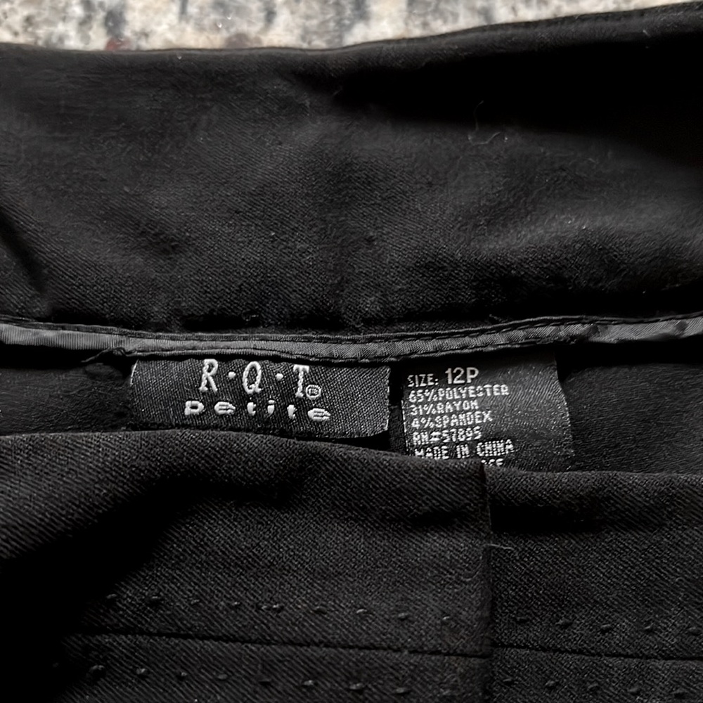 Vintage R.Q.T Black Mid Rise Wide Leg Rayon Stretch Dress Pants Size 12P - Picture 8 of 8